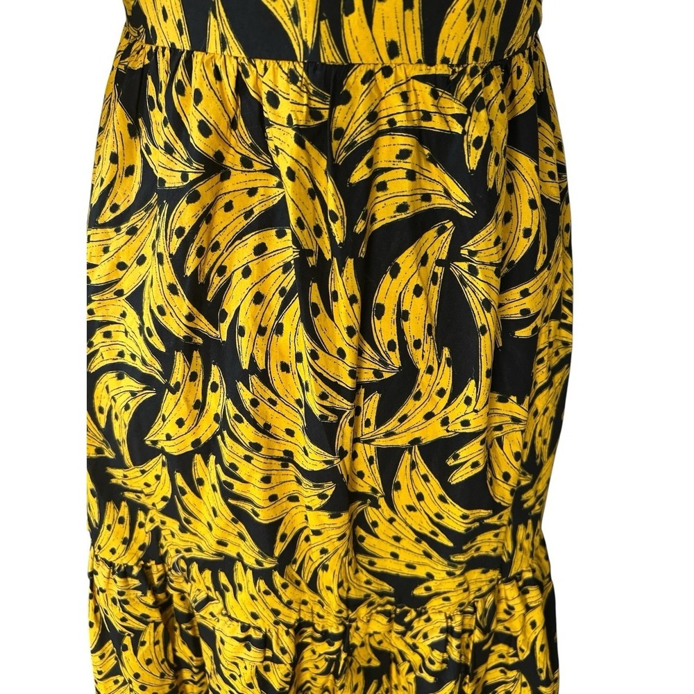 NEW Farm Rio Cotton Poplin One-Shoulder Black Bananas Midi Dress Cotton Medium - Picture 10 of 13